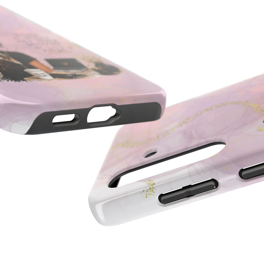 Inspirational Pink Work Desk Phone Case — "Work in Silence, Let Your Success Be Your Noise"