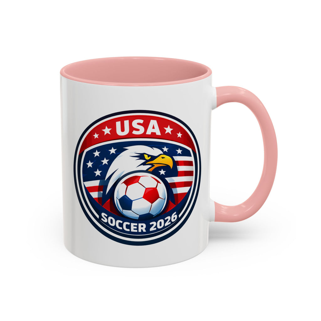 USA Soccer 2026 Accent Coffee Mug — Eagle & Flag Soccer Team Fan Gift (11/15oz)