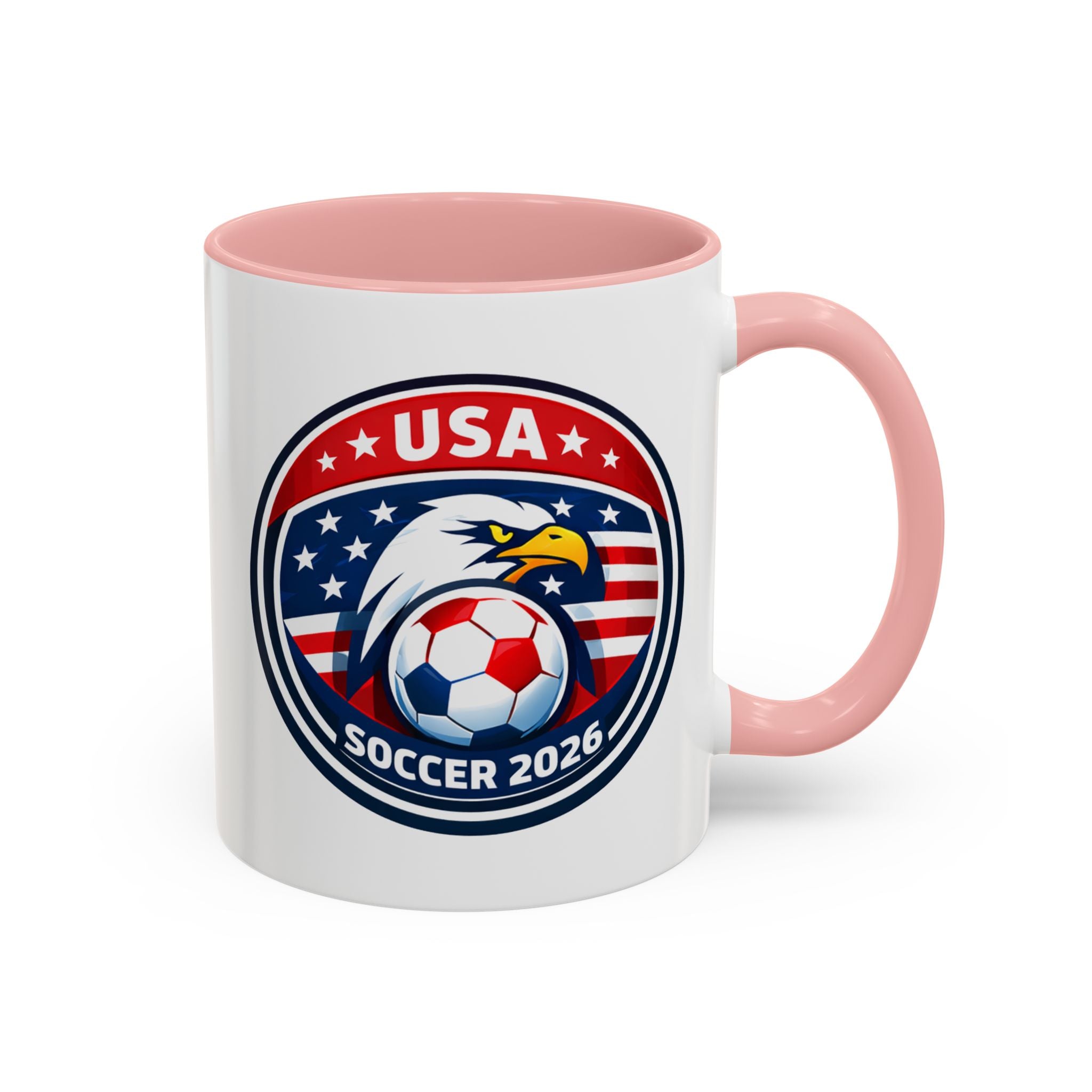 USA Soccer 2026 Accent Coffee Mug — Eagle & Flag Soccer Team Fan Gift (11/15oz)
