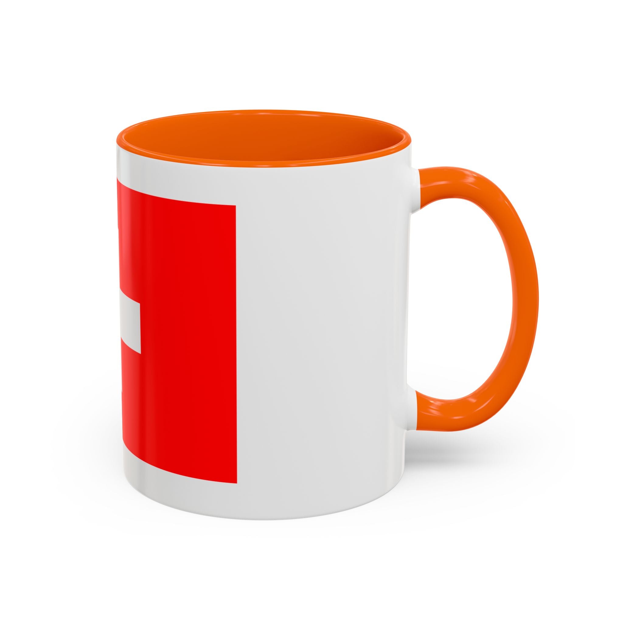 Switzerland Flag Accent Coffee Mug — Red White Swiss Cross Ceramic Mug (11/15oz)