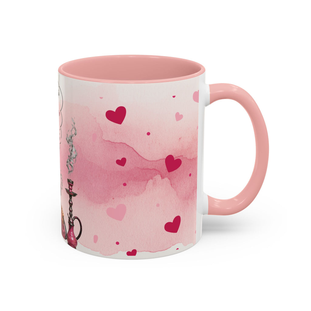 Accent Coffee Mug - Cute Pink Shisha Girl with Arabic Quote Hookah mug