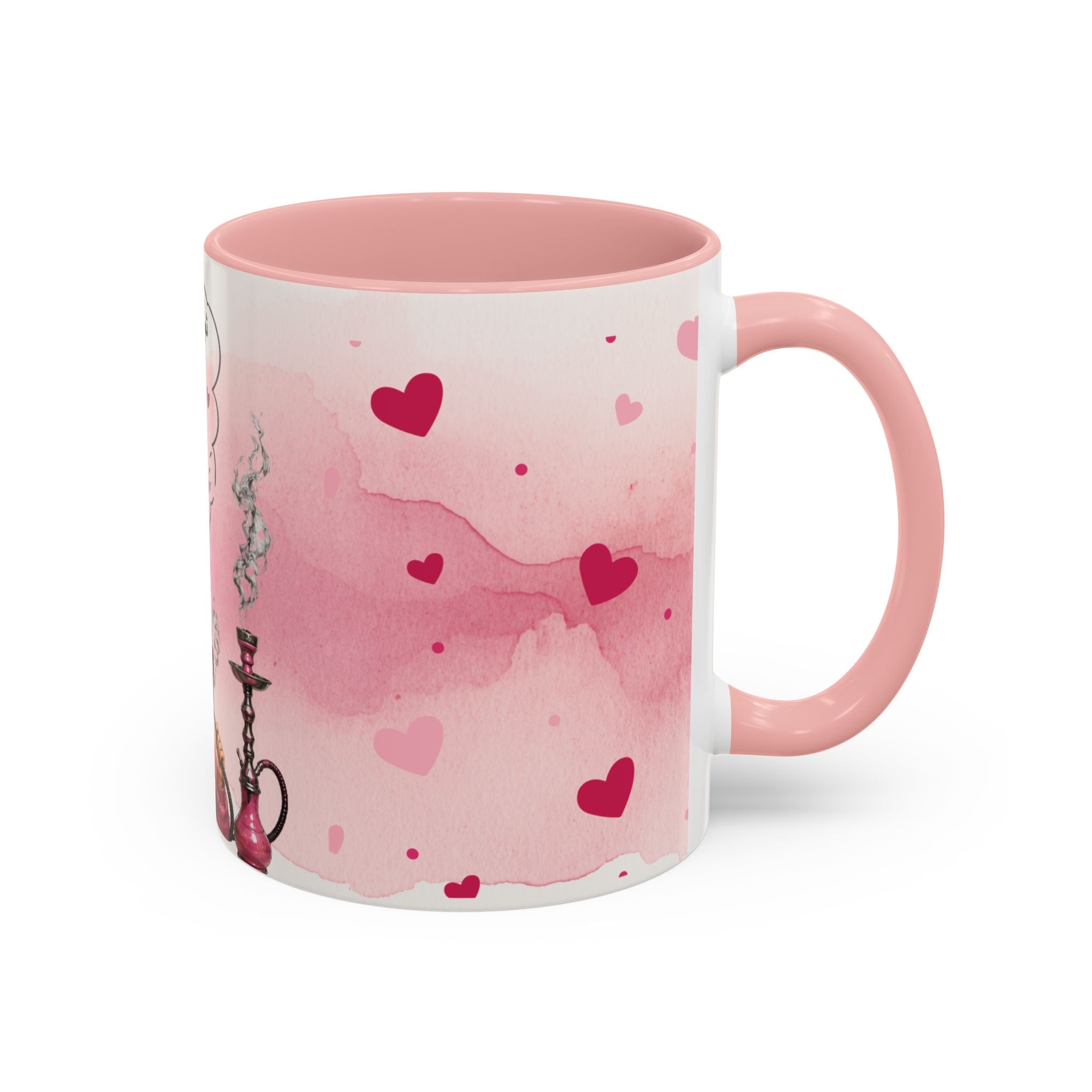 Accent Coffee Mug - Cute Pink Shisha Girl with Arabic Quote Hookah mug