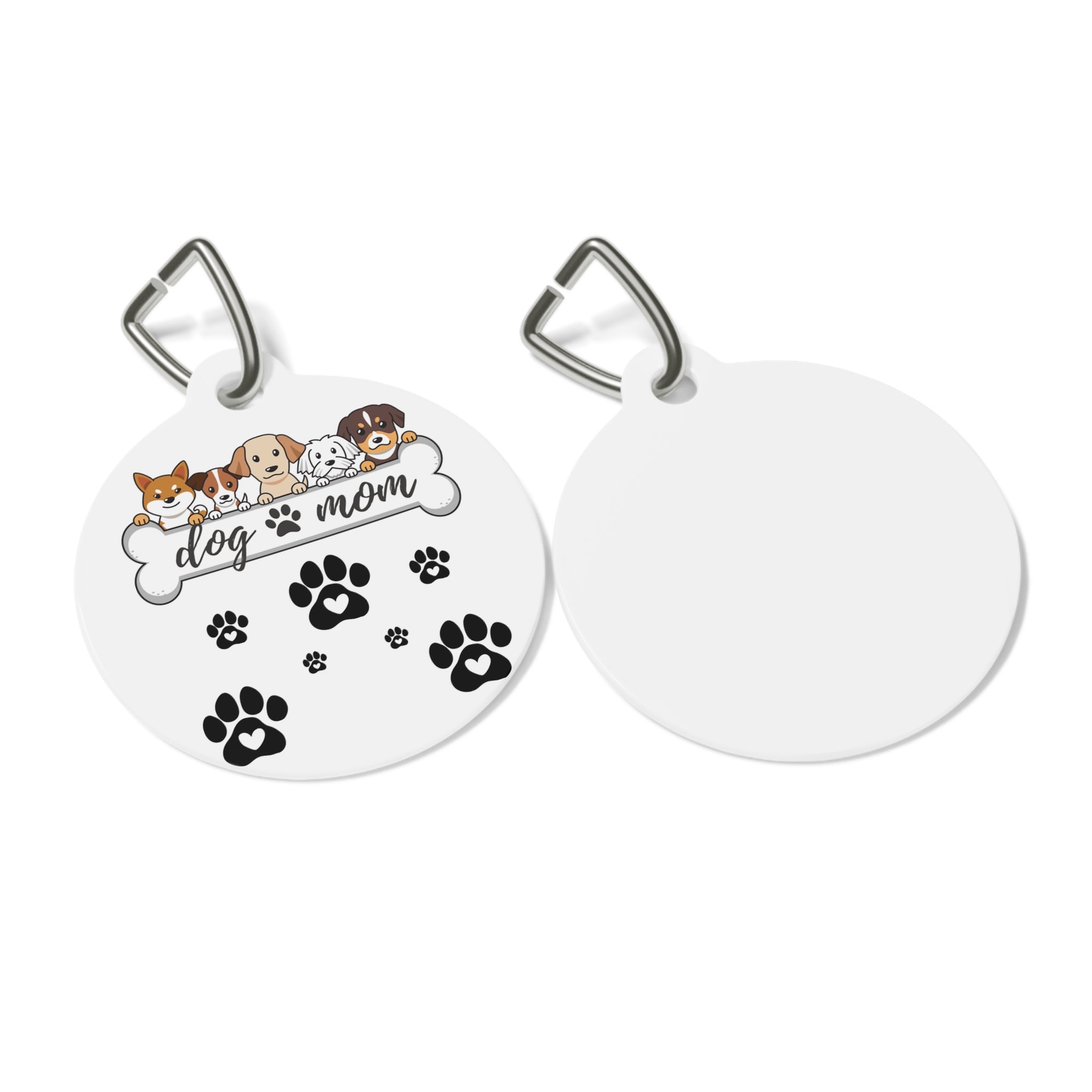 Dog Mom Pet Tag — Personalized Paw Print ID Tag