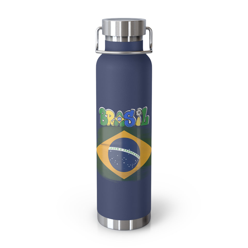 Brazil Flag 22oz Vacuum Bottle — Insulated Copper Water Bottle with Brasil Graphic