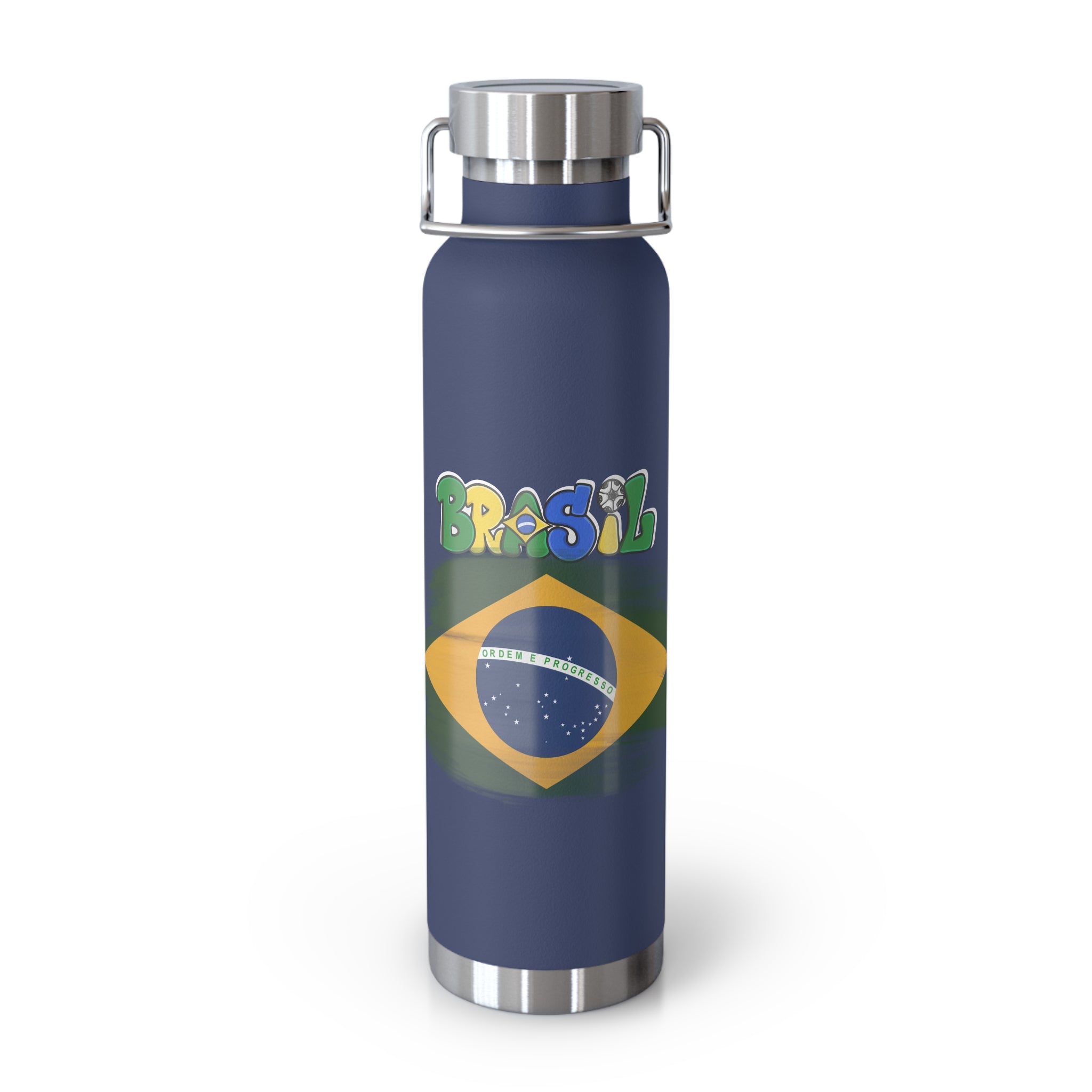 Brazil Flag 22oz Vacuum Bottle — Insulated Copper Water Bottle with Brasil Graphic