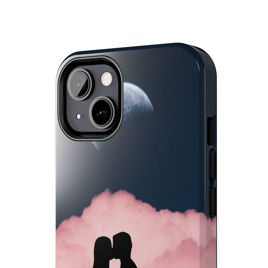 Tough Phone Case — Romantic Couple Silhouette with Moon & Pink Cloud