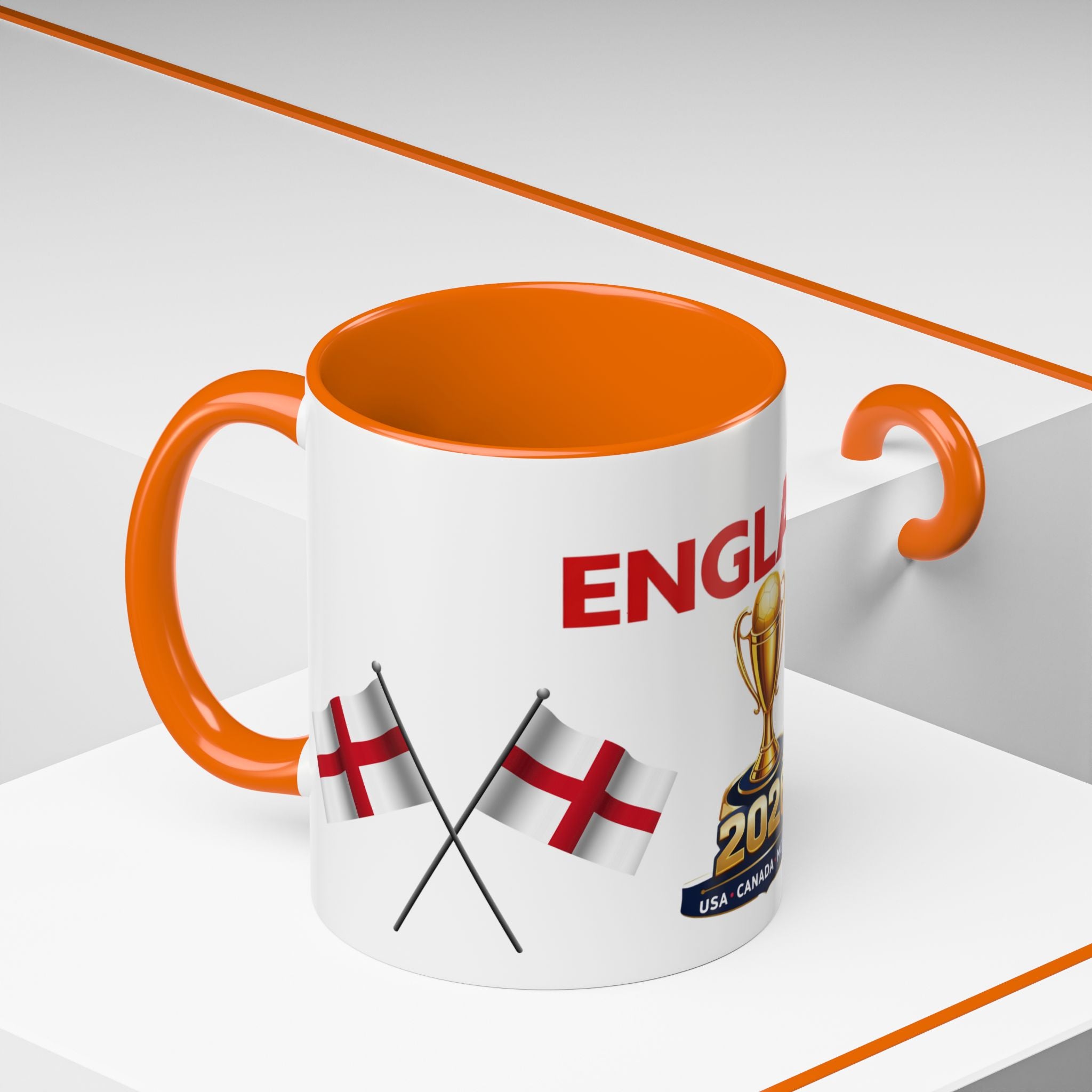 England 2026 Soccer Trophy Accent Coffee Mug — Cup Fan Gift (11/15oz)