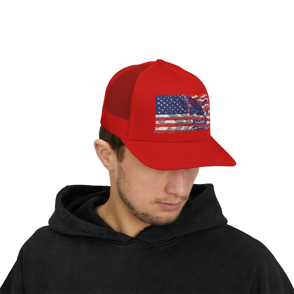 American Eagle Flag Trucker Cap – Distressed USA Patriotic Snapback