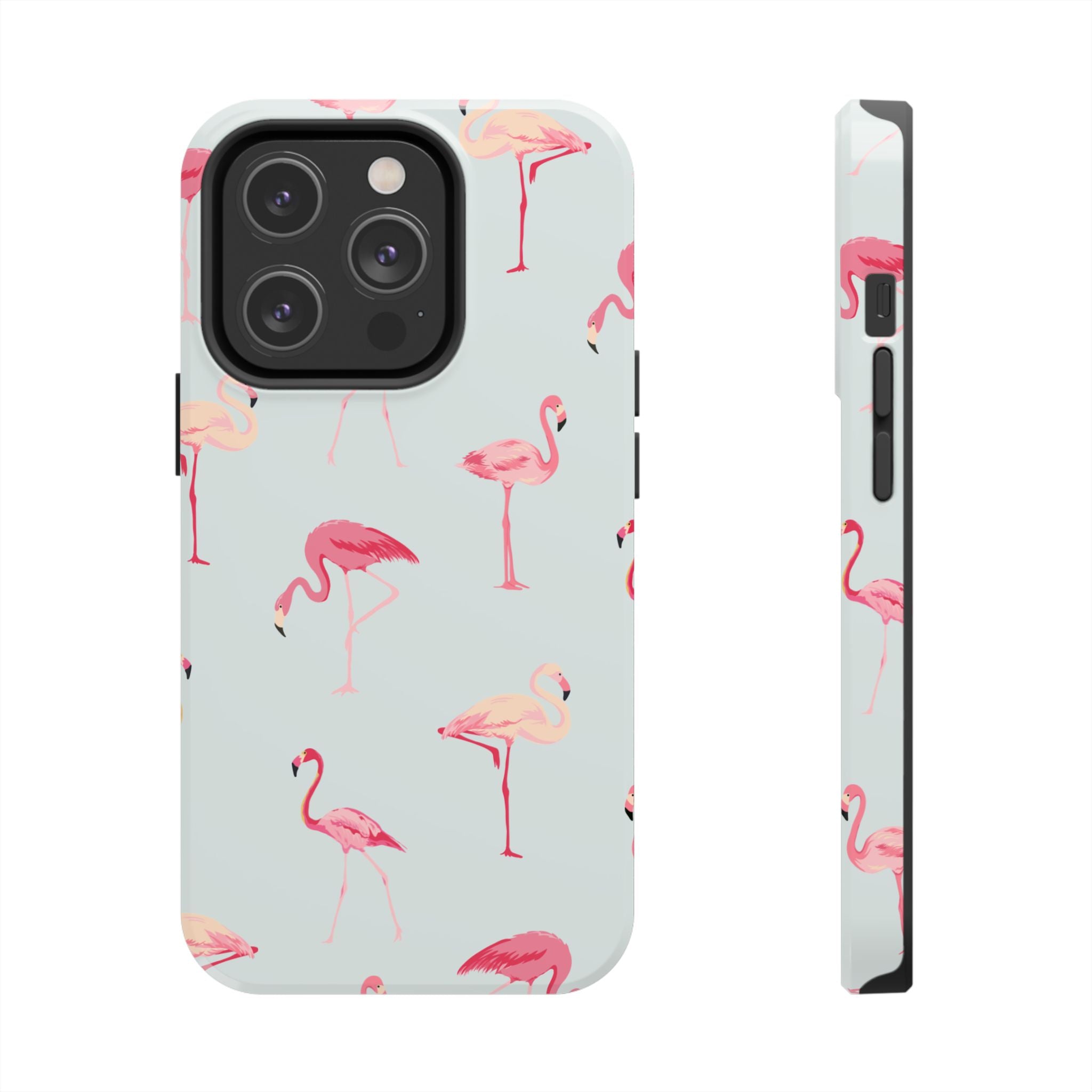 Flamingo Pattern Tough Phone Case — Cute Pink Birds Protective Phone Cover
