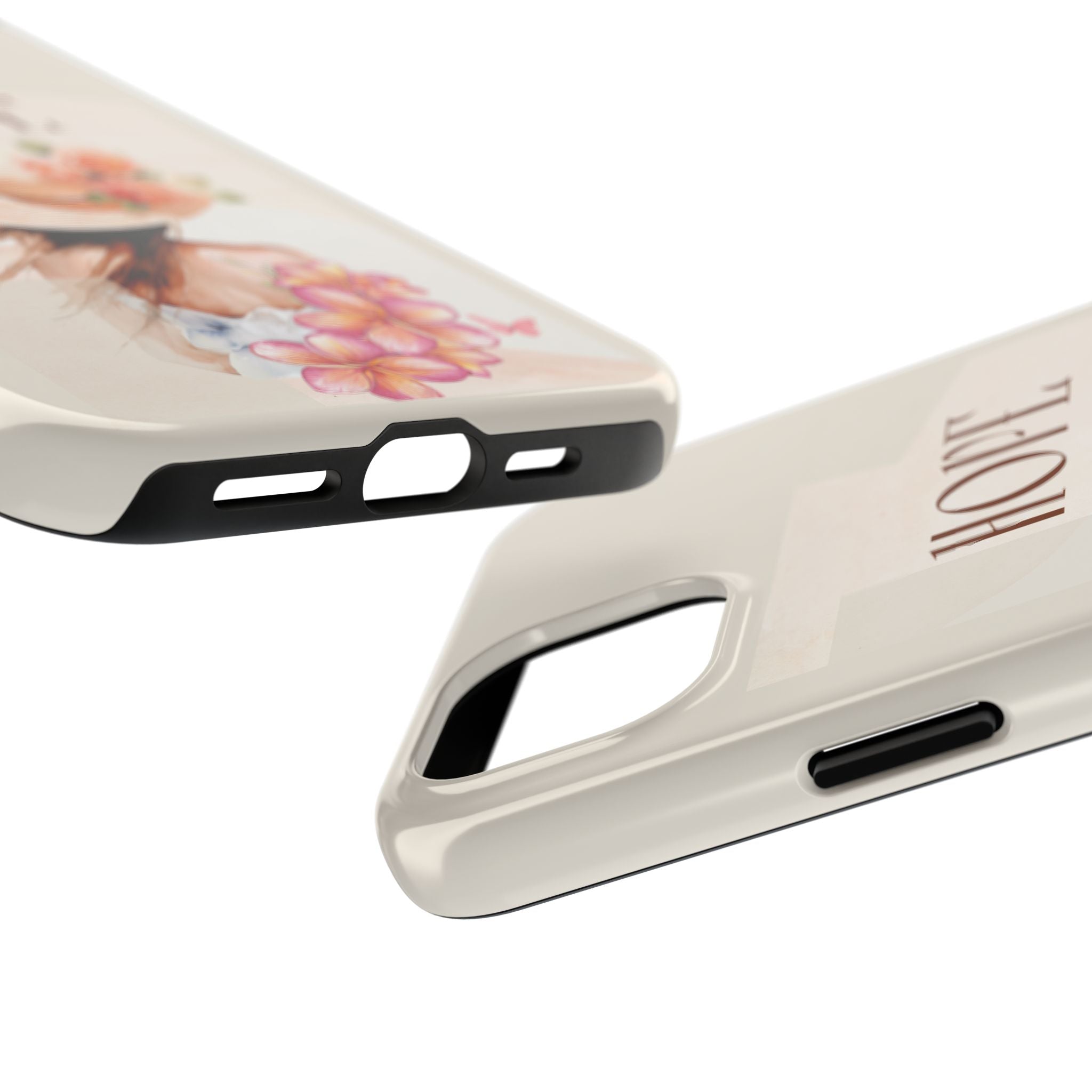 Hope Floral Tough Phone Case — Protective iPhone Case with Watercolor Girl & Flowers