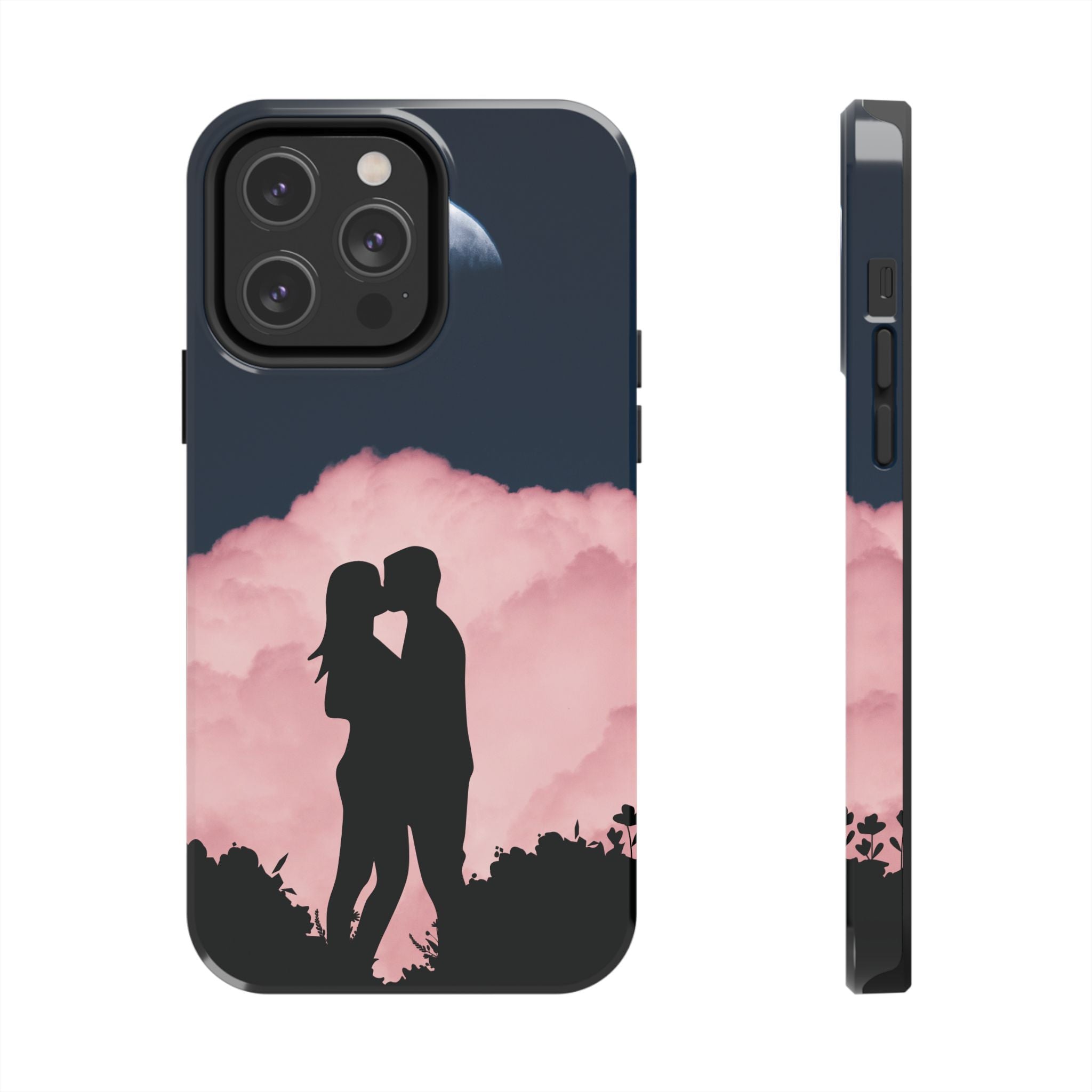 Tough Phone Case — Romantic Couple Silhouette with Moon & Pink Cloud