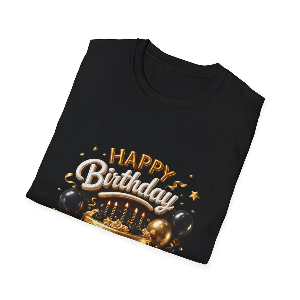 Birthday Cake & Balloons T-Shirt — "Happy Birthday" Celebration Tee