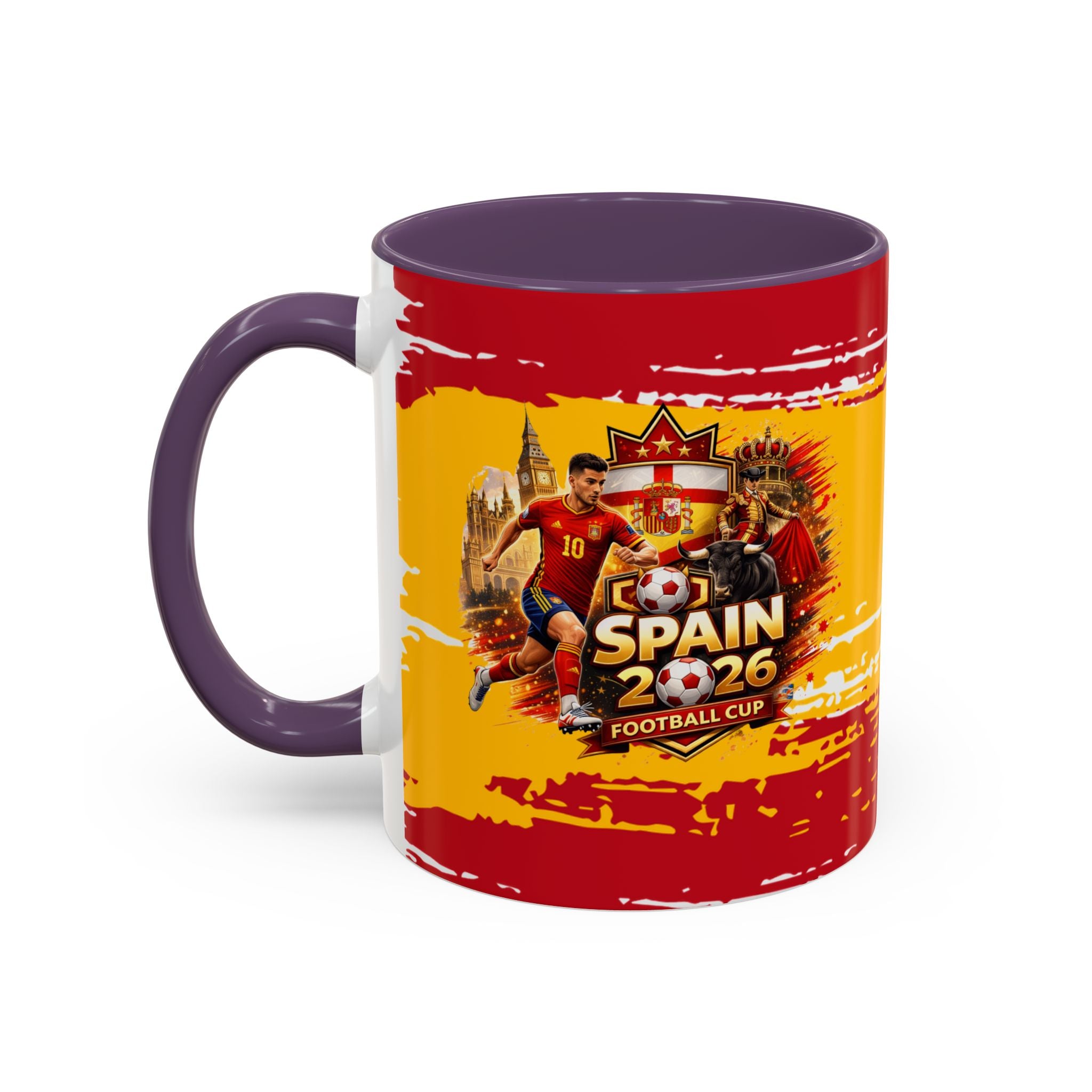 Spanish Flag Accent Coffee Mug – Bold Red & Gold Brushstroke Ceramic Mug