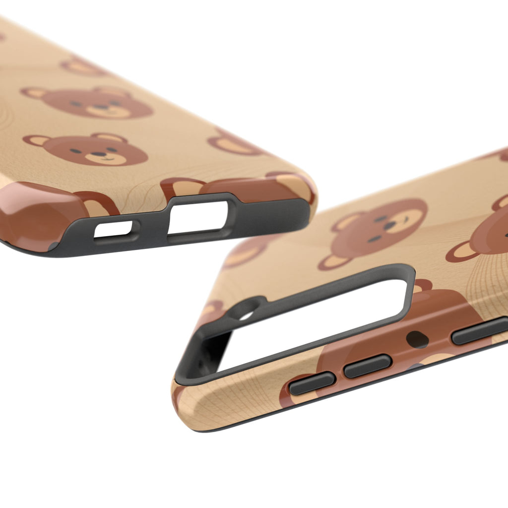 Bear Pattern Tough Phone Case — Cute Brown Bear Protective Phone Cover