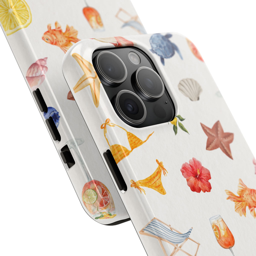 Summer Seashells Pattern Tough Phone Case — Beach Vacation Phone Cover
