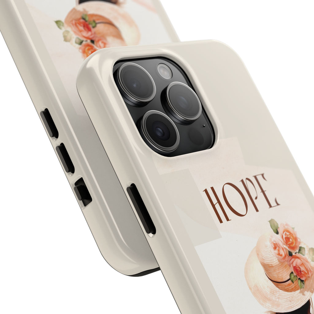 Hope Floral Tough Phone Case — Protective iPhone Case with Watercolor Girl & Flowers
