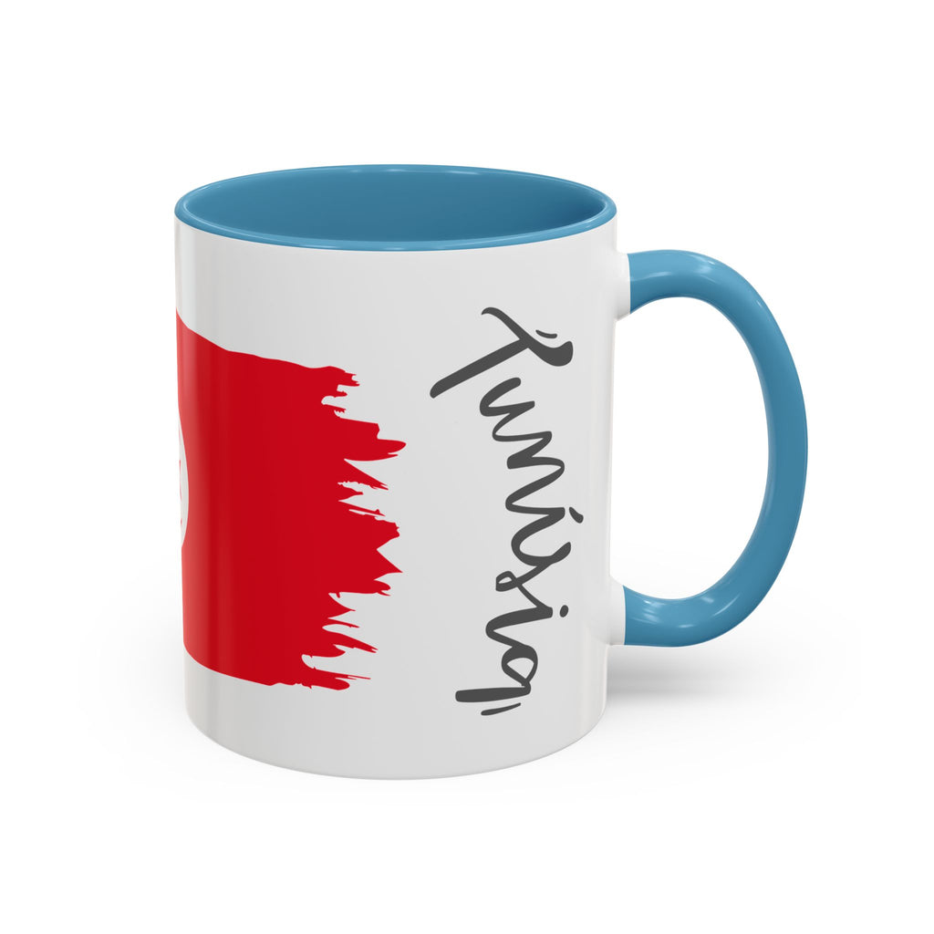 Tunisia Flag Accent Coffee Mug – Red Brushstroke Design (11/15oz)