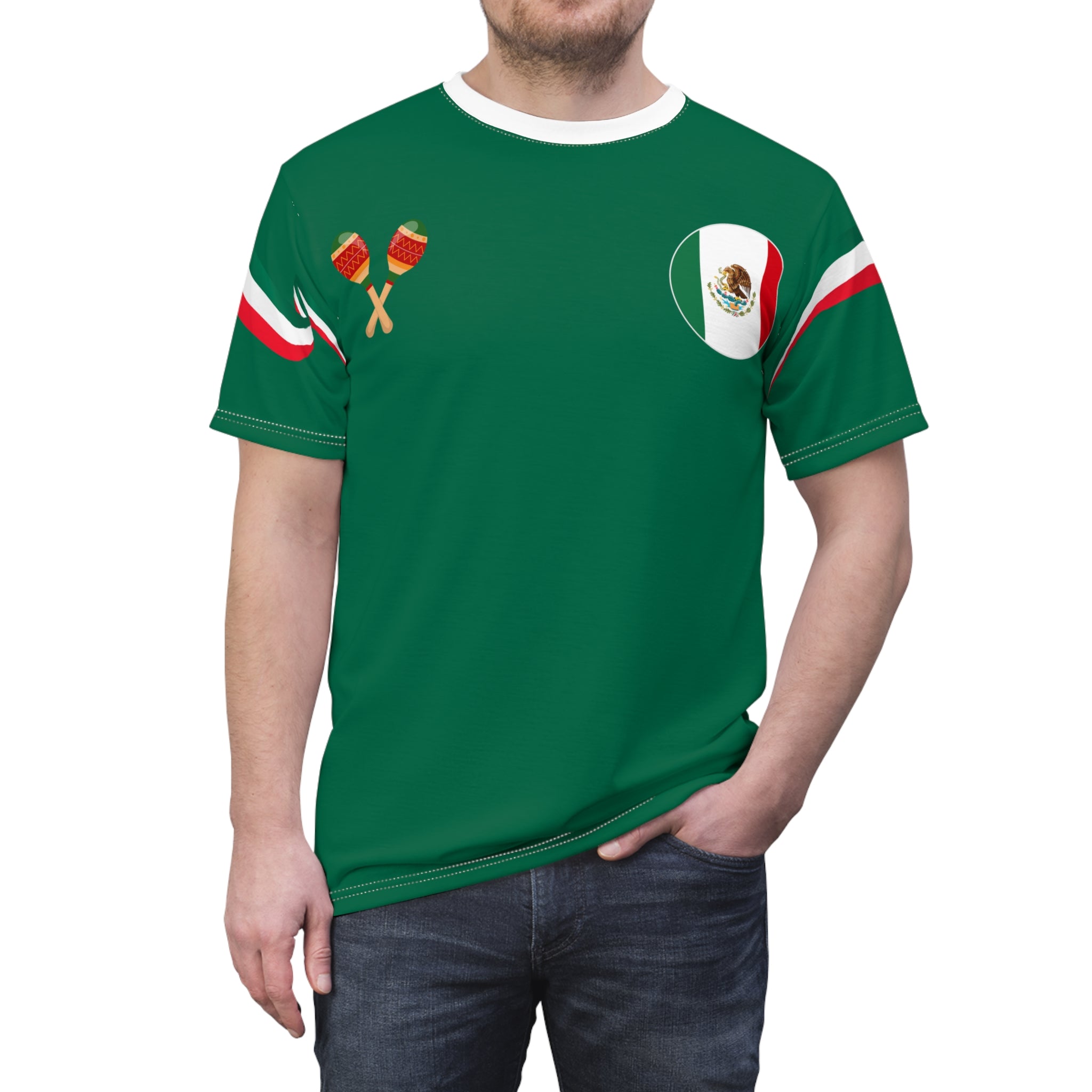 Mexico Pride Tee — Green Mexican Flag Soccer Jersey Shirt