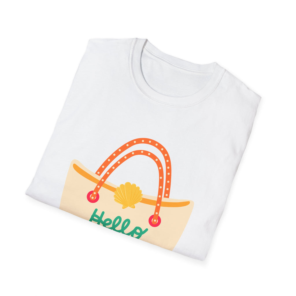 Hello Summer Tote Graphic T-Shirt — "Hello Summer, It’s Vacation Time!"