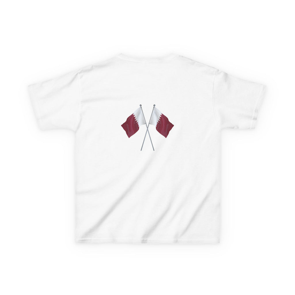 Qatar 2026 Kids T-Shirt — Cup Style Football Tee with Qatar Flags