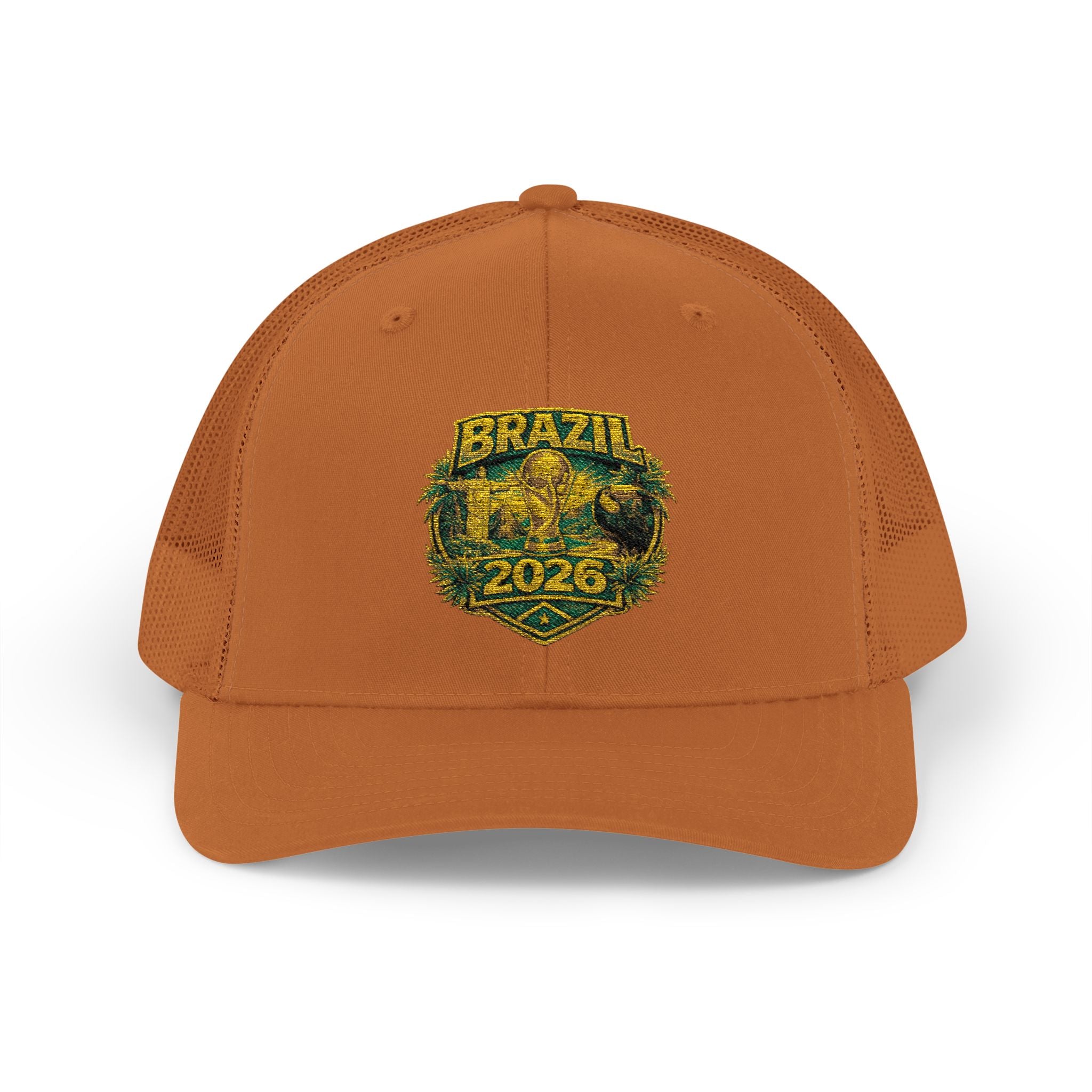 Brazil  Vintage Patch Trucker Cap — Rustic 2026 Crest Snapback