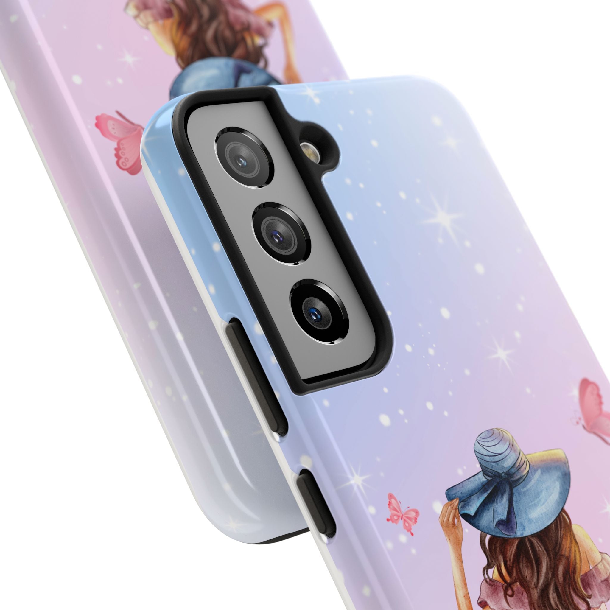 Pastel Girl with Hat Phone Case — Floral Basket Butterfly Tough Phone Case
