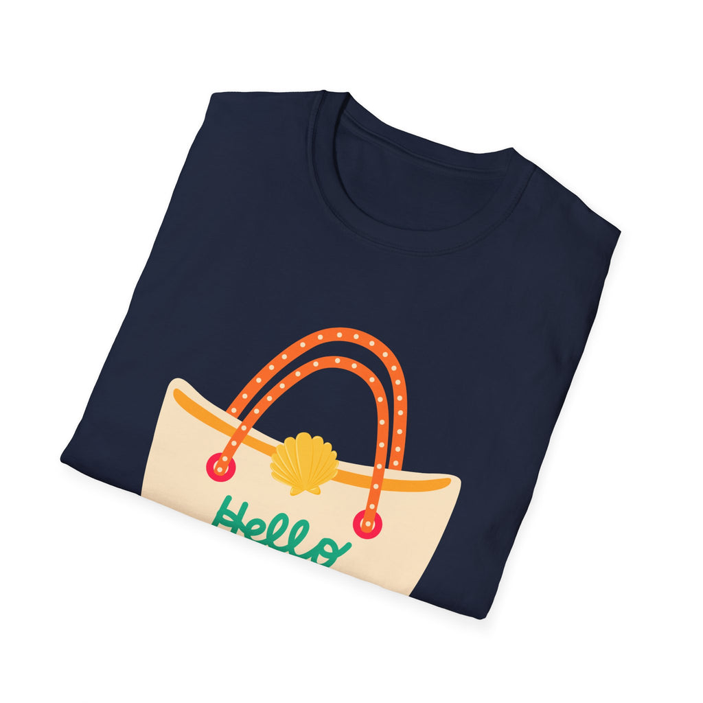 Hello Summer Tote Graphic T-Shirt — "Hello Summer, It’s Vacation Time!"