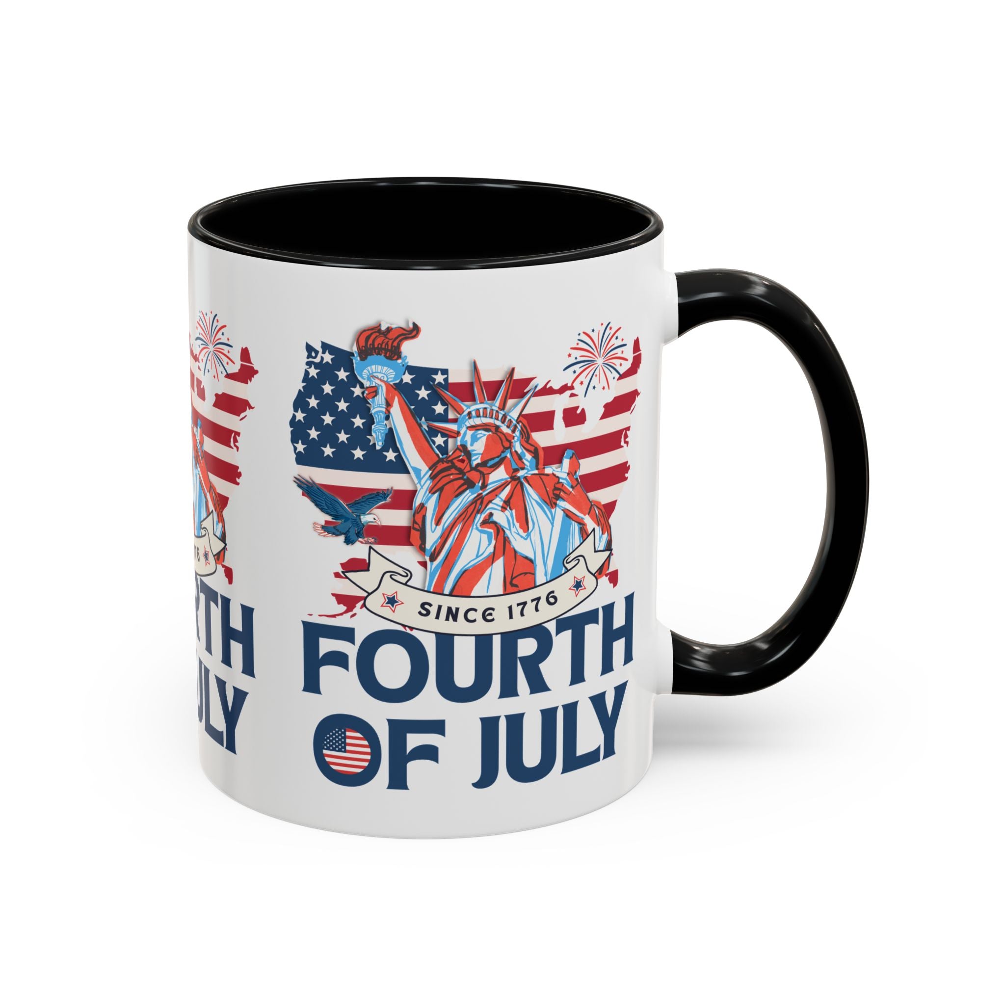 Fourth of July Accent Coffee Mug — Patriotic Statue of Liberty Design (11/15oz)