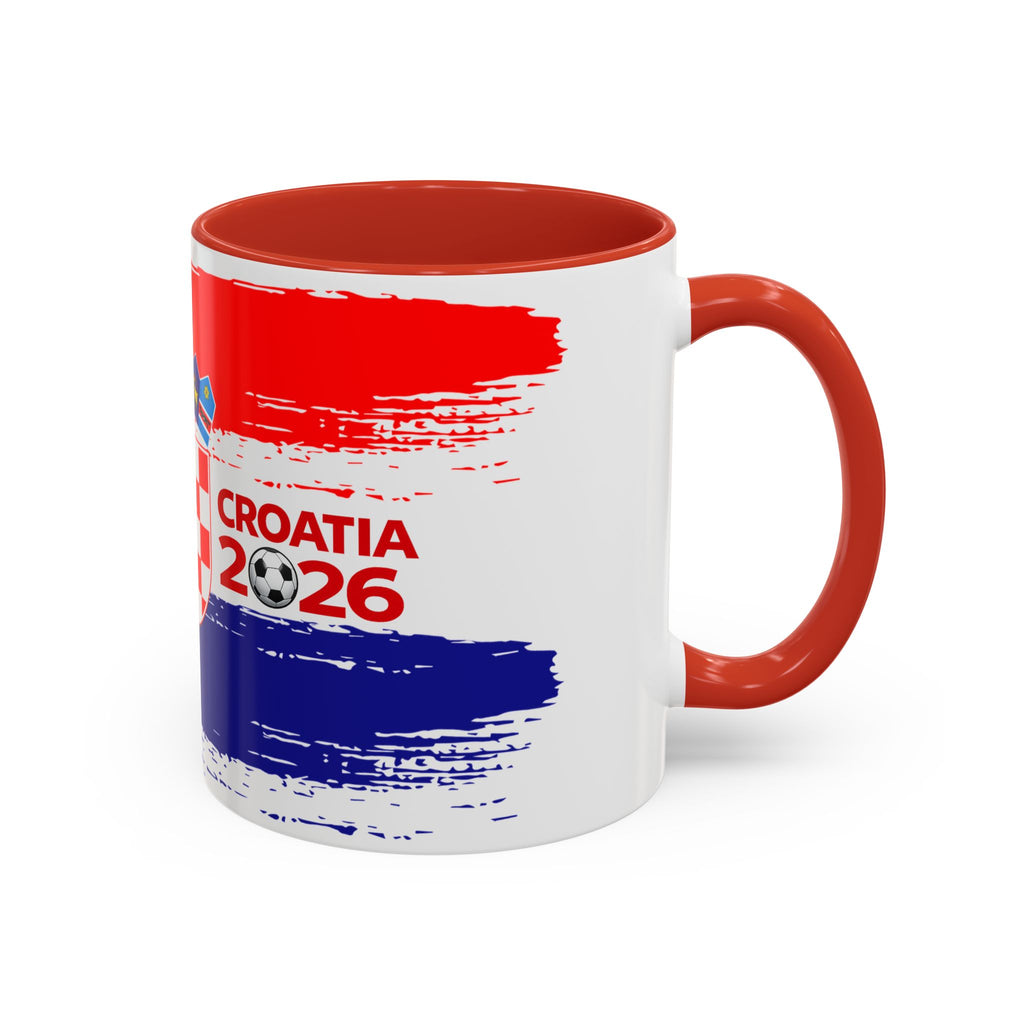 Croatia 2026 Accent Coffee Mug – Red White Blue Crest Soccer Fan Gift