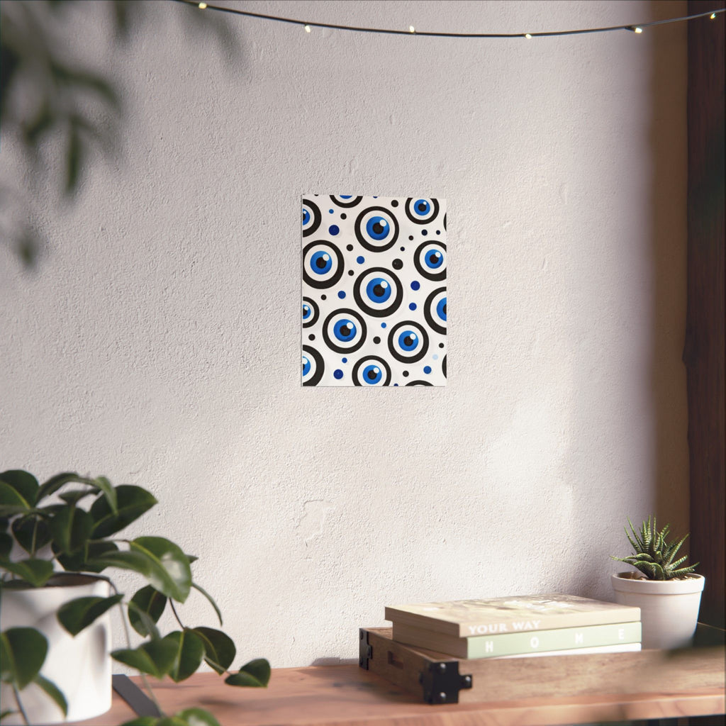 Evil Eye Pattern Matte Poster — Blue Nazar Wall Art