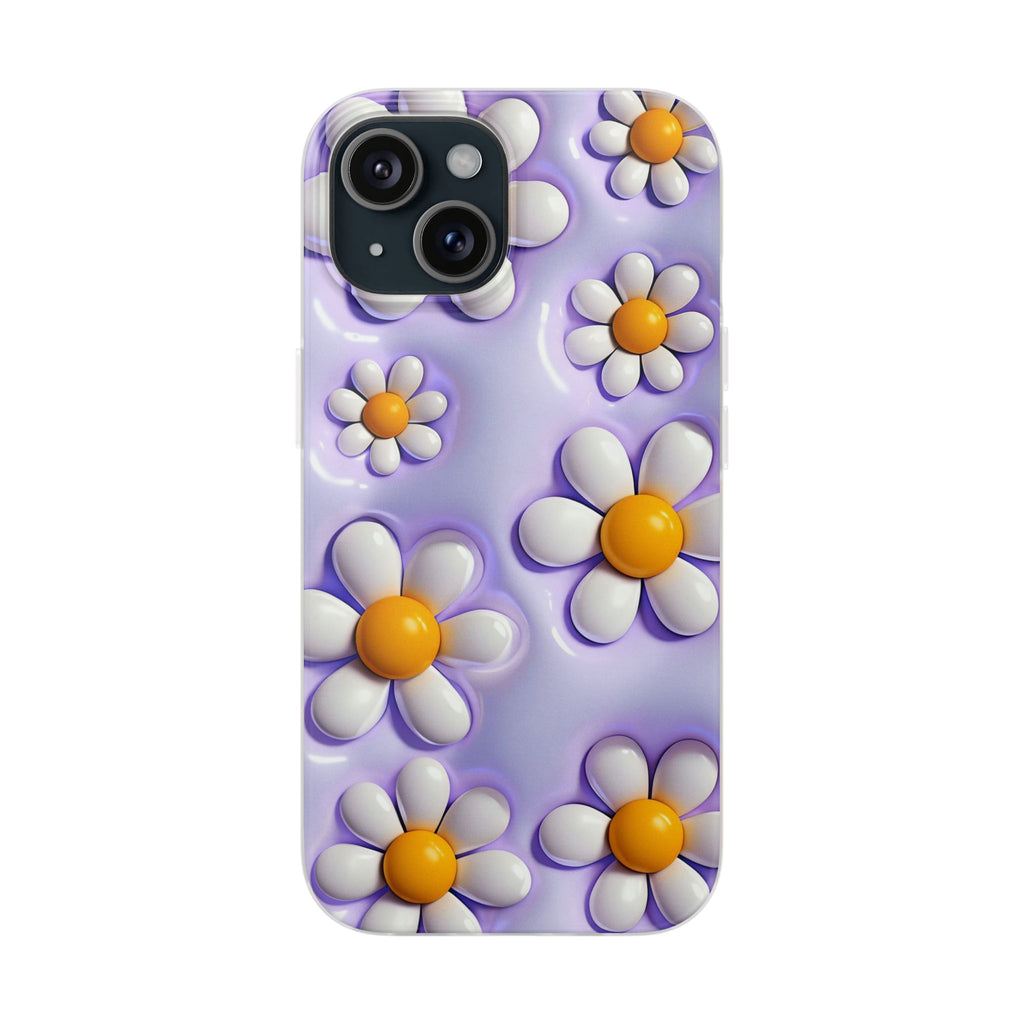 Purple 3D Daisy Phone Case – Cute Floral iPhone Flexi Case