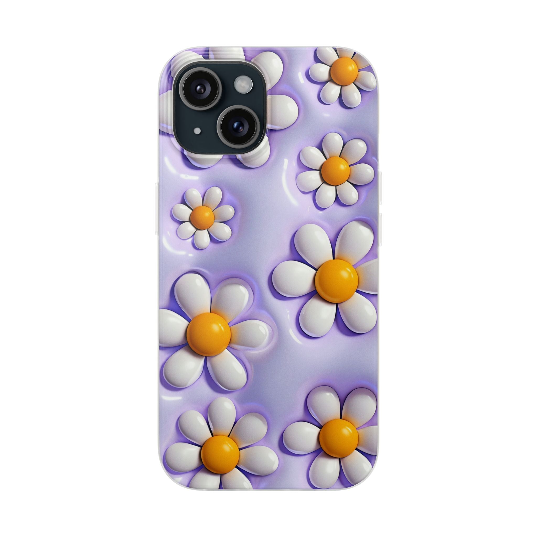 Purple 3D Daisy Phone Case – Cute Floral iPhone Flexi Case