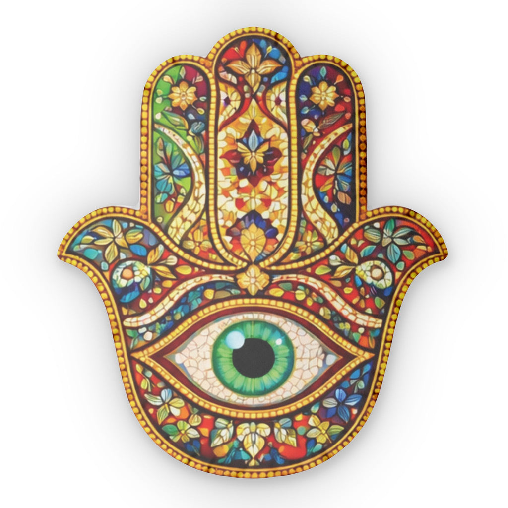 Hamsa Eye Shaped Pillow – Colorful Protective Hand Accent Cushion