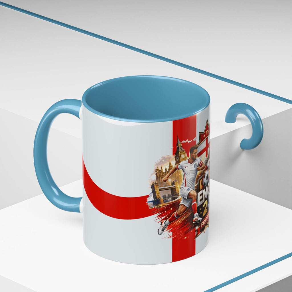 England 2026 Football Cup Accent Mug — Lion & St. George Soccer Coffee Cup (11/15oz)