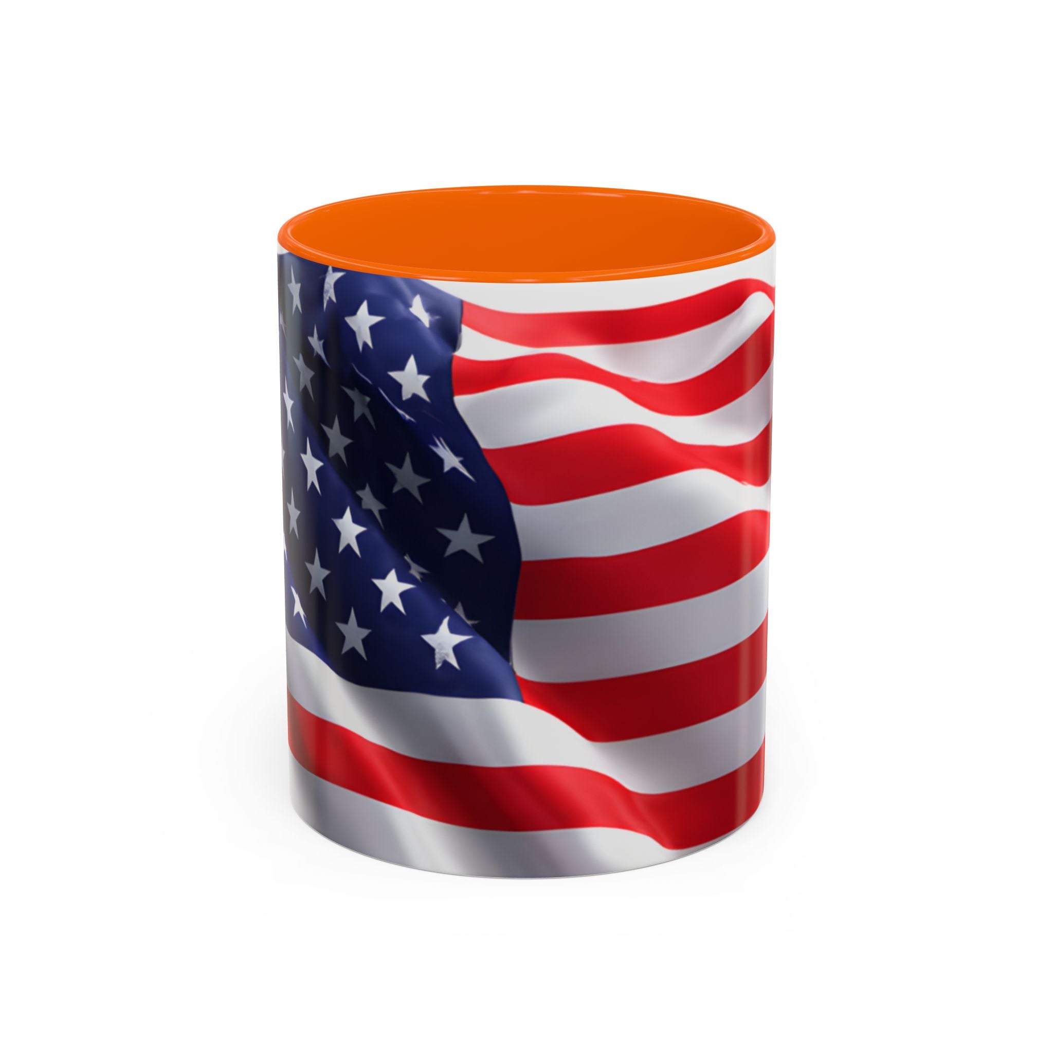 American Flag Accent Coffee Mug — Patriotic USA Stars & Stripes Ceramic Mug (11/15oz)