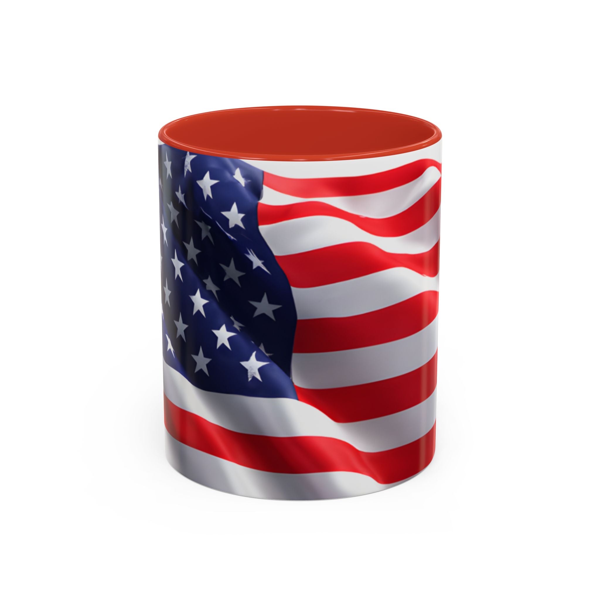 American Flag Accent Coffee Mug — Patriotic USA Stars & Stripes Ceramic Mug (11/15oz)