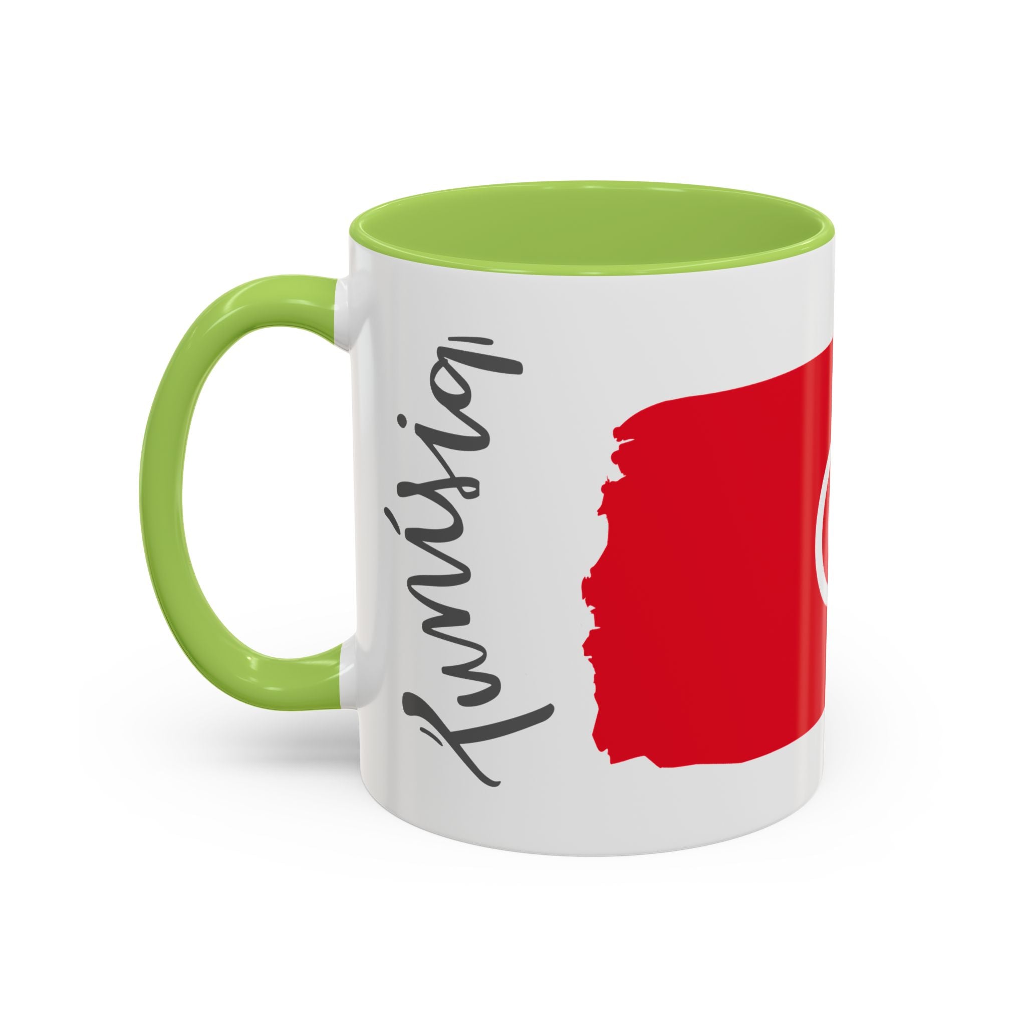 Tunisia Flag Accent Coffee Mug – Red Brushstroke Design (11/15oz)