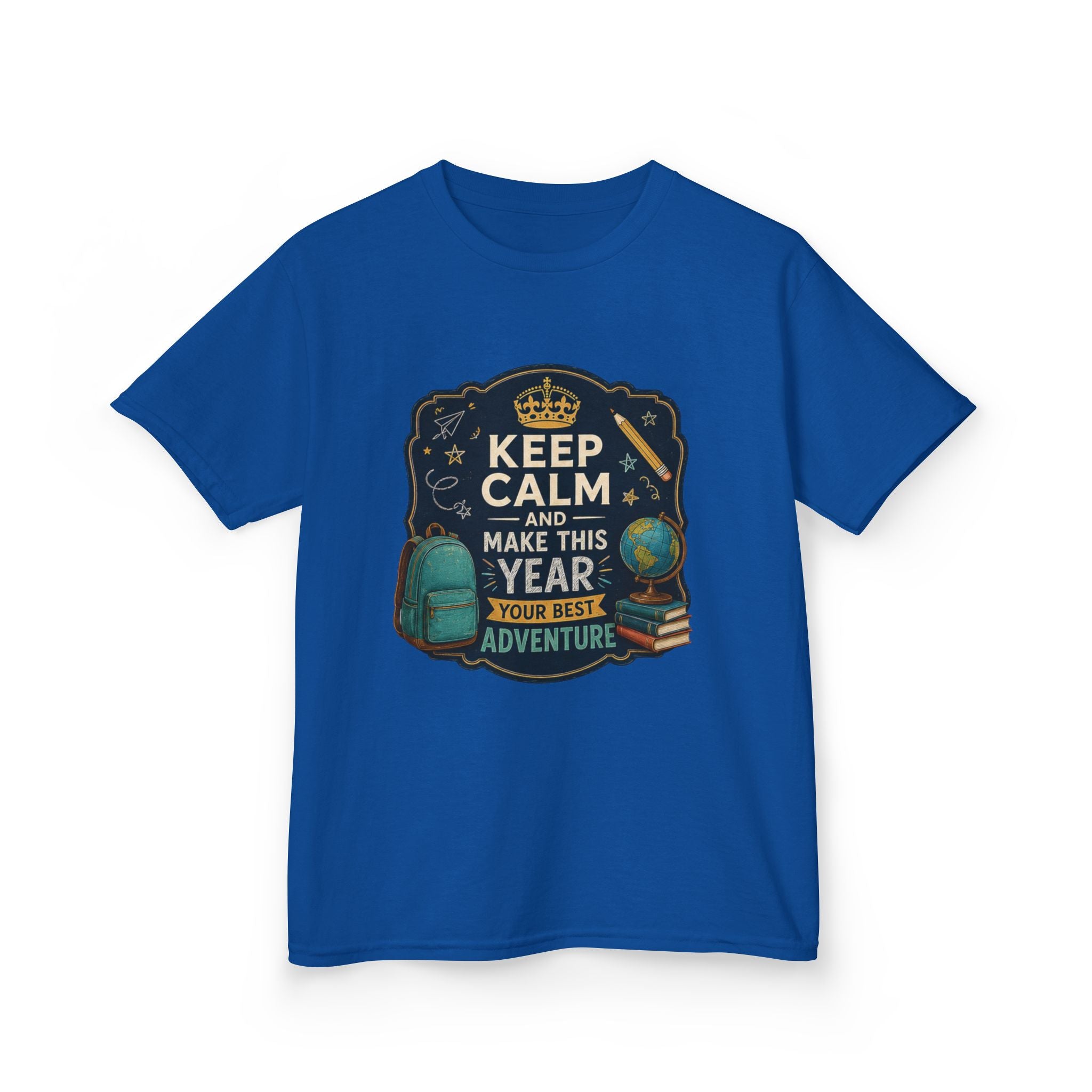 Kids Tee — "Keep Calm and Make This Year Your Best Adventure" Travel Graphic