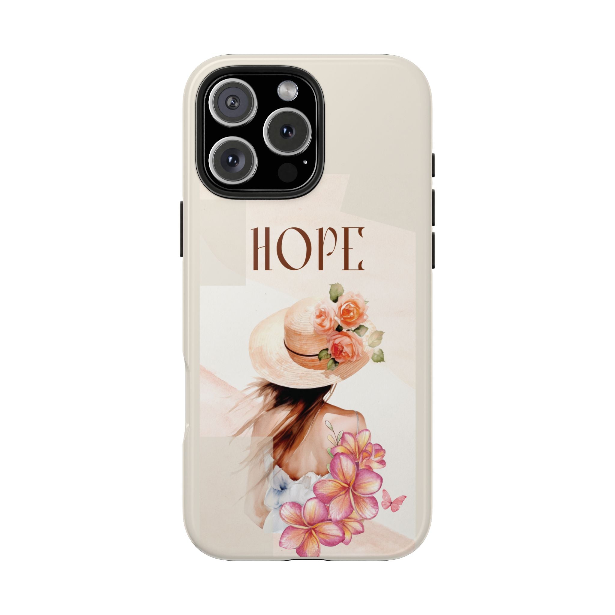 Hope Floral Tough Phone Case — Protective iPhone Case with Watercolor Girl & Flowers