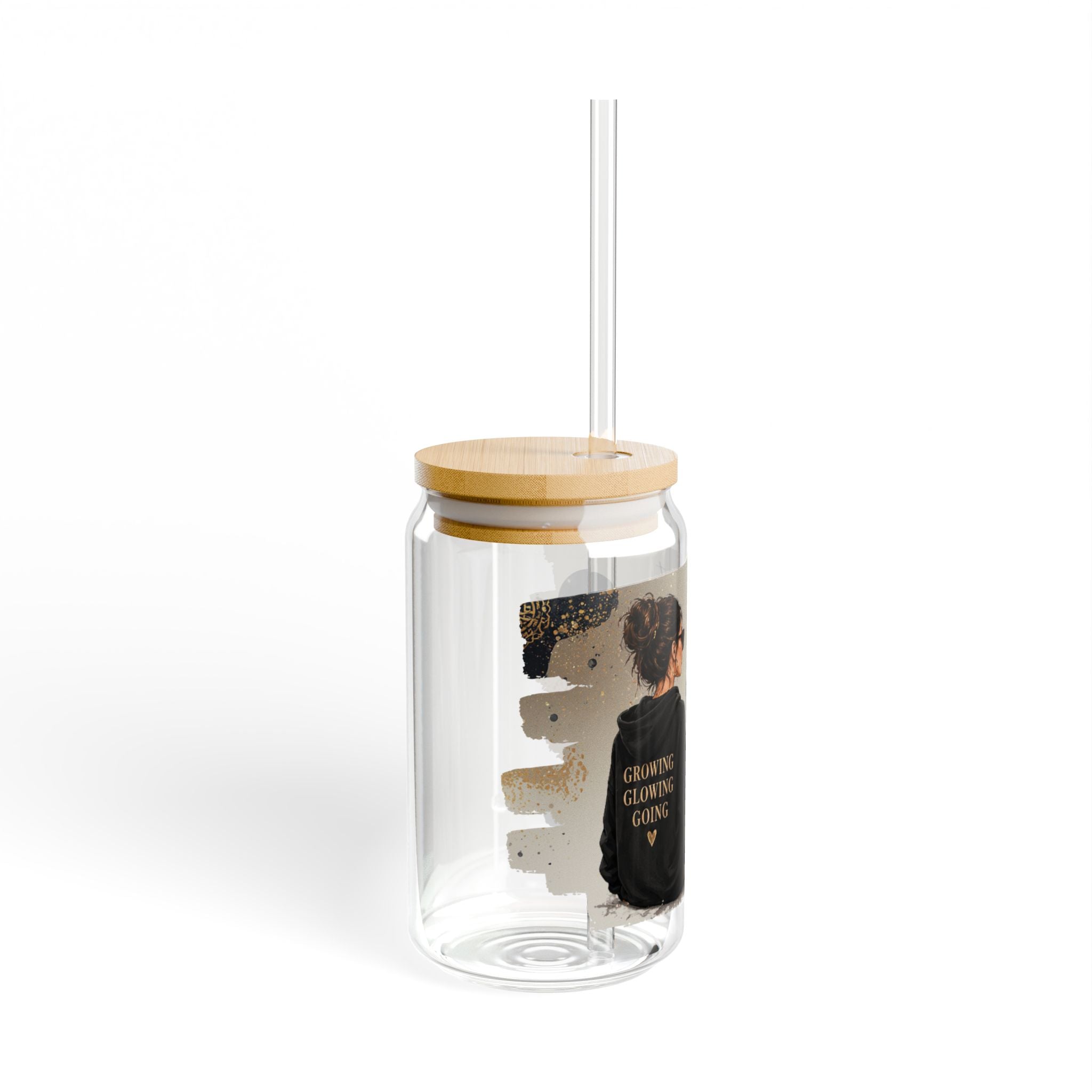 16oz Inspirational Sipper Glass – Motivational 'Be Patient' Travel Tumbler with Straw