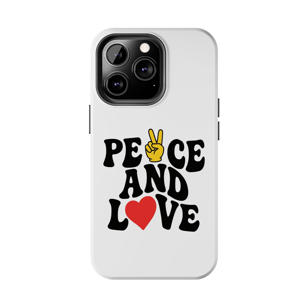 Peace and Love Tough Phone Case — Retro Peace Sign & Heart Protective Cover