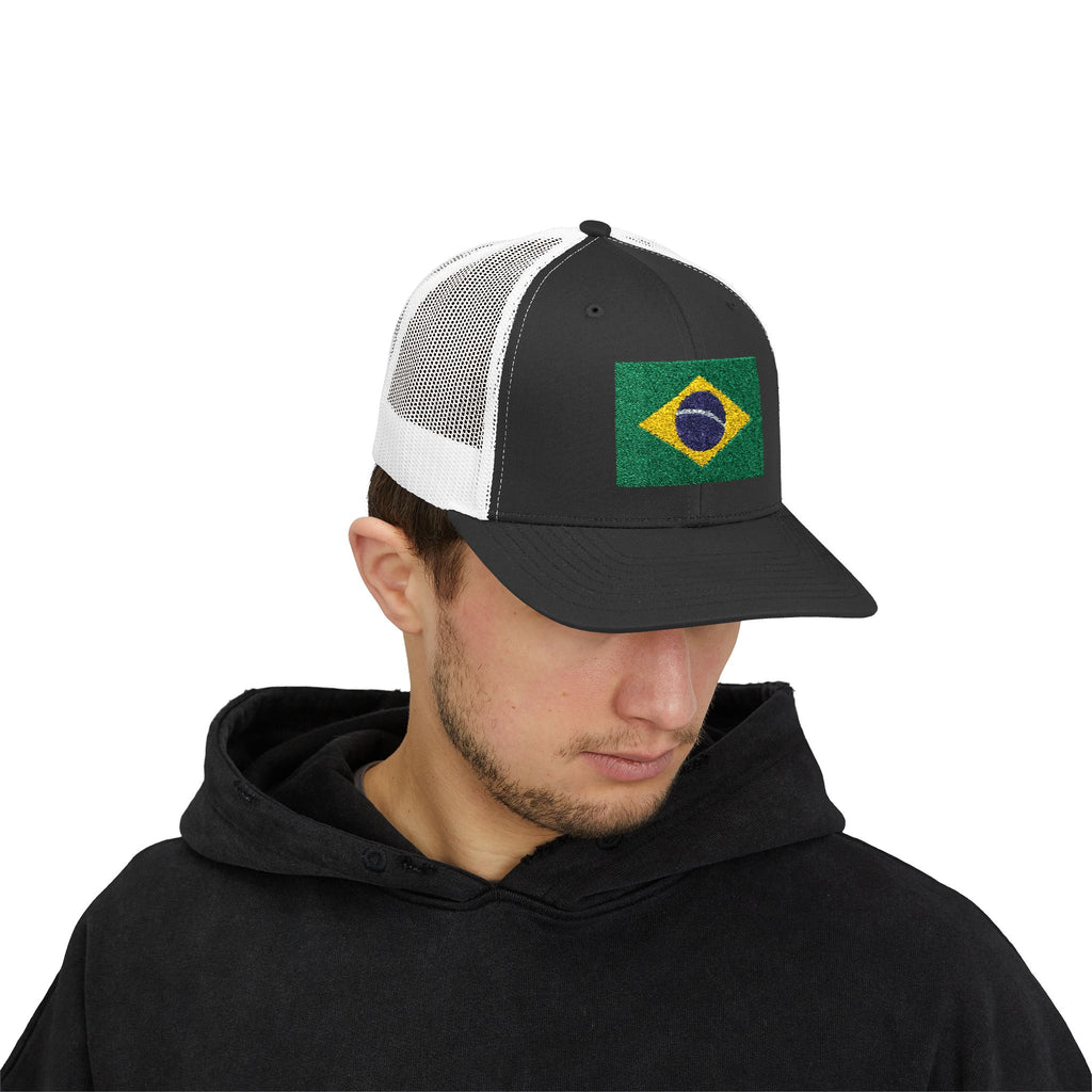 Brazil Flag Snapback Trucker Cap — Embroidered Brazilian Flag Hat