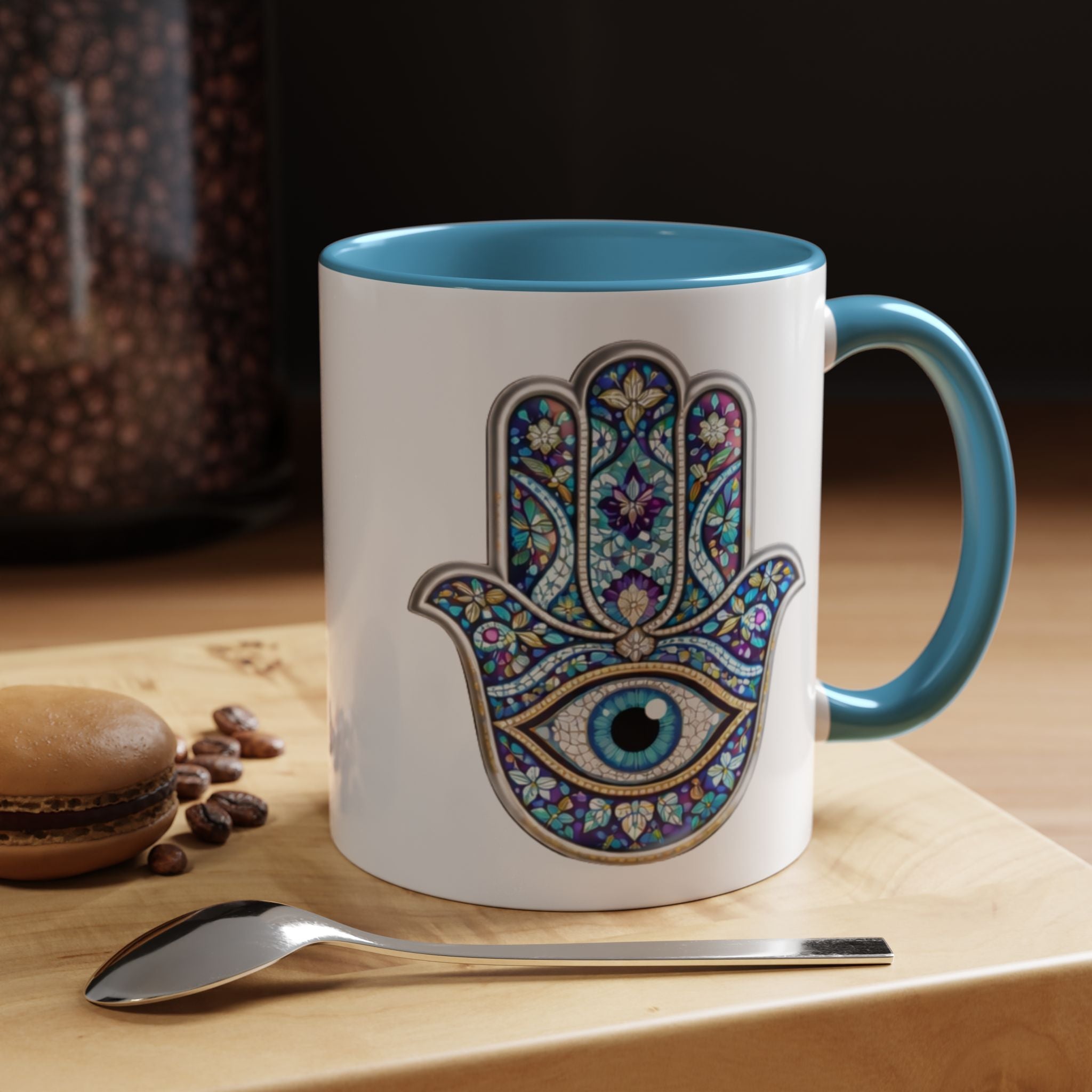 Hamsa Eye Accent Coffee Mug
