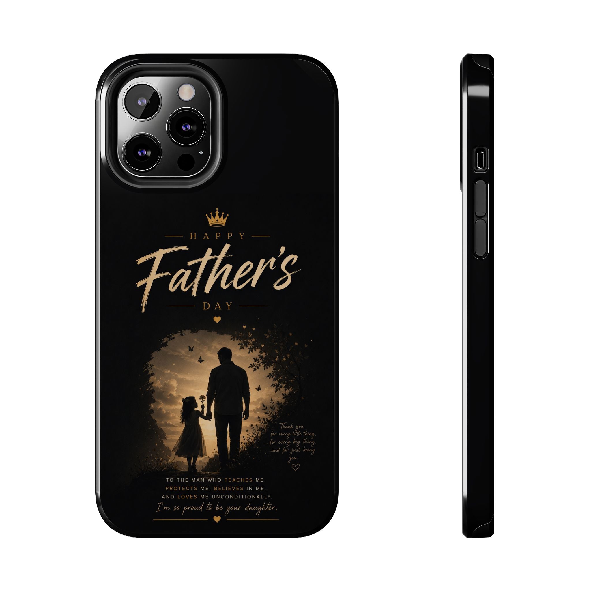 Father's Day Tough Phone Case — 'Happy Father's Day' Silhouette Design