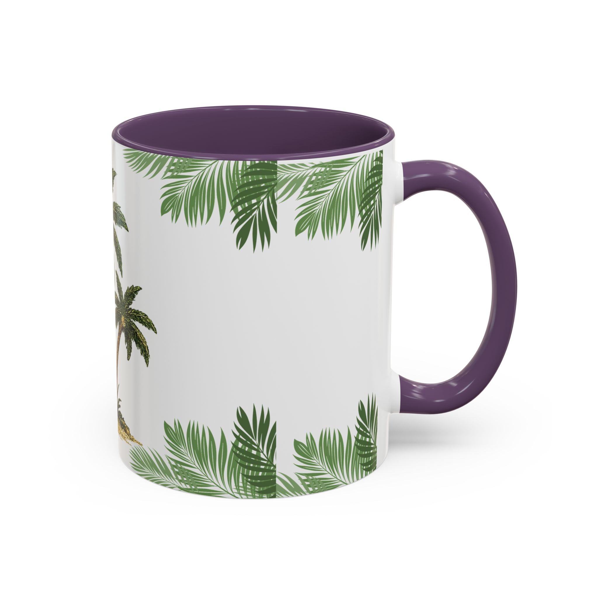 Tropical Palm Coffee Mug — Beachy Accent Mug with Palm Leaves (11oz)