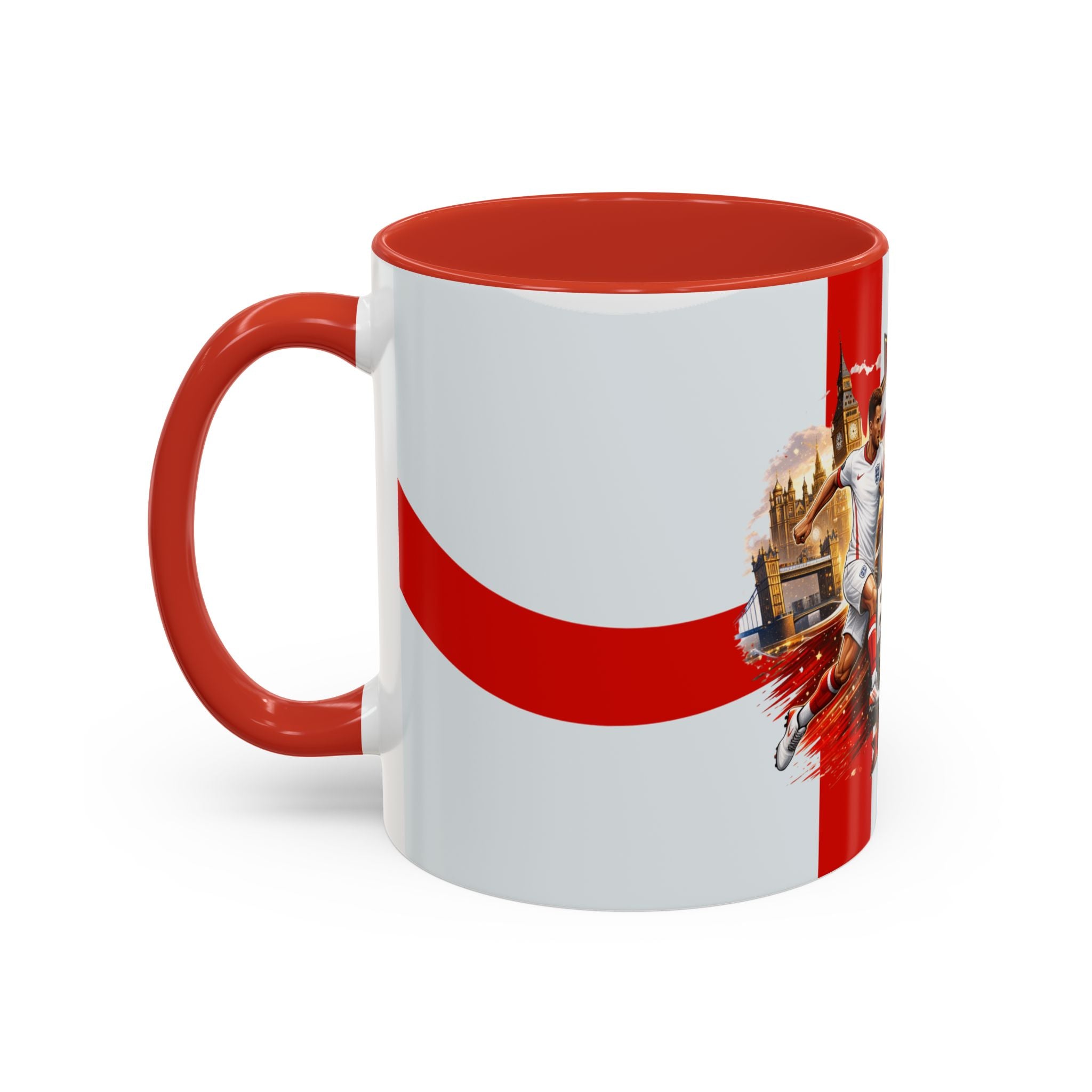 England 2026 Football Cup Accent Mug — Lion & St. George Soccer Coffee Cup (11/15oz)