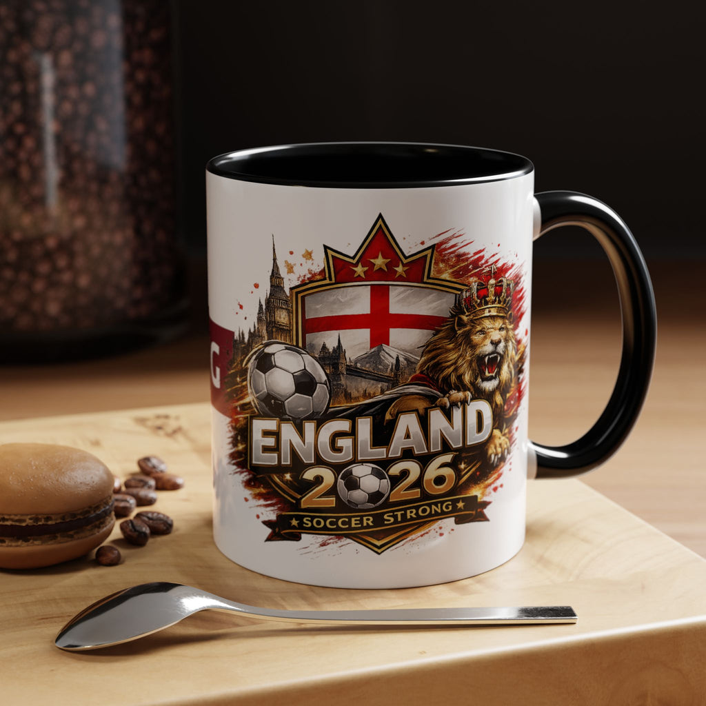 England 2026 Soccer Cup Accent Coffee Mug (11, 15oz)