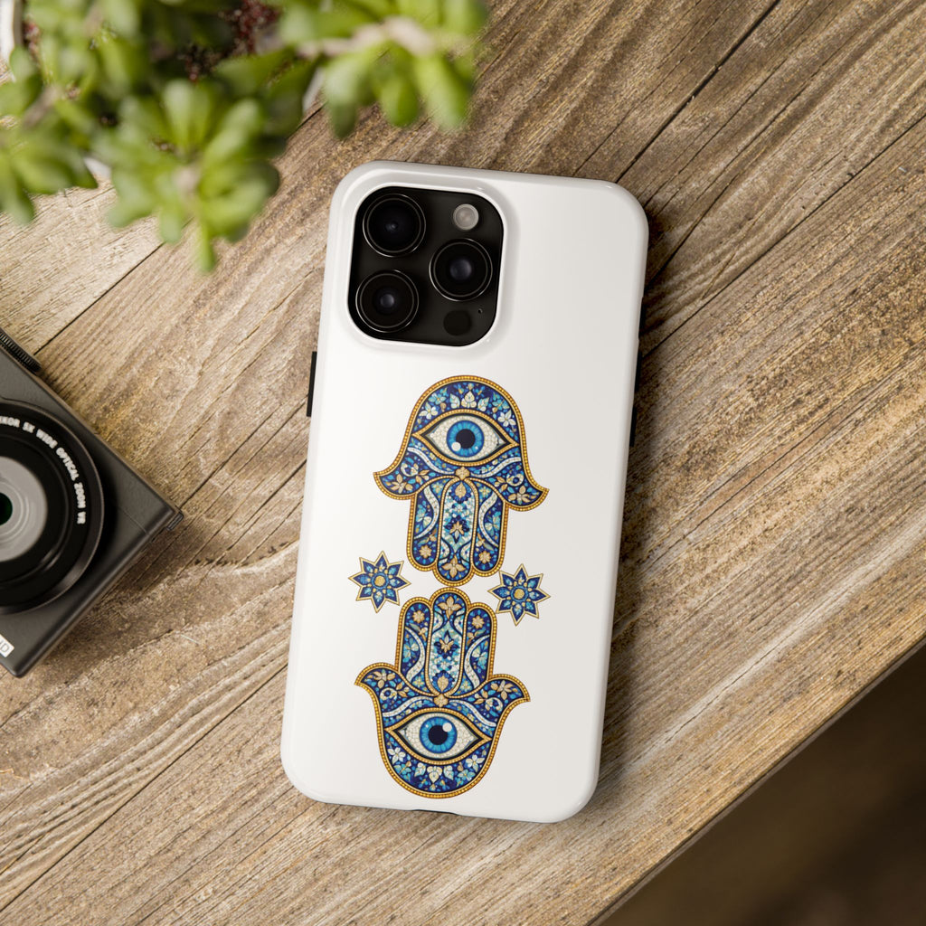Hamsa Eye Tough Phone Case — Blue Mosaic Protective Phone Cover