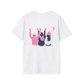 Friends Graphic T-Shirt — Back-View Trio Pink Navy Illustration