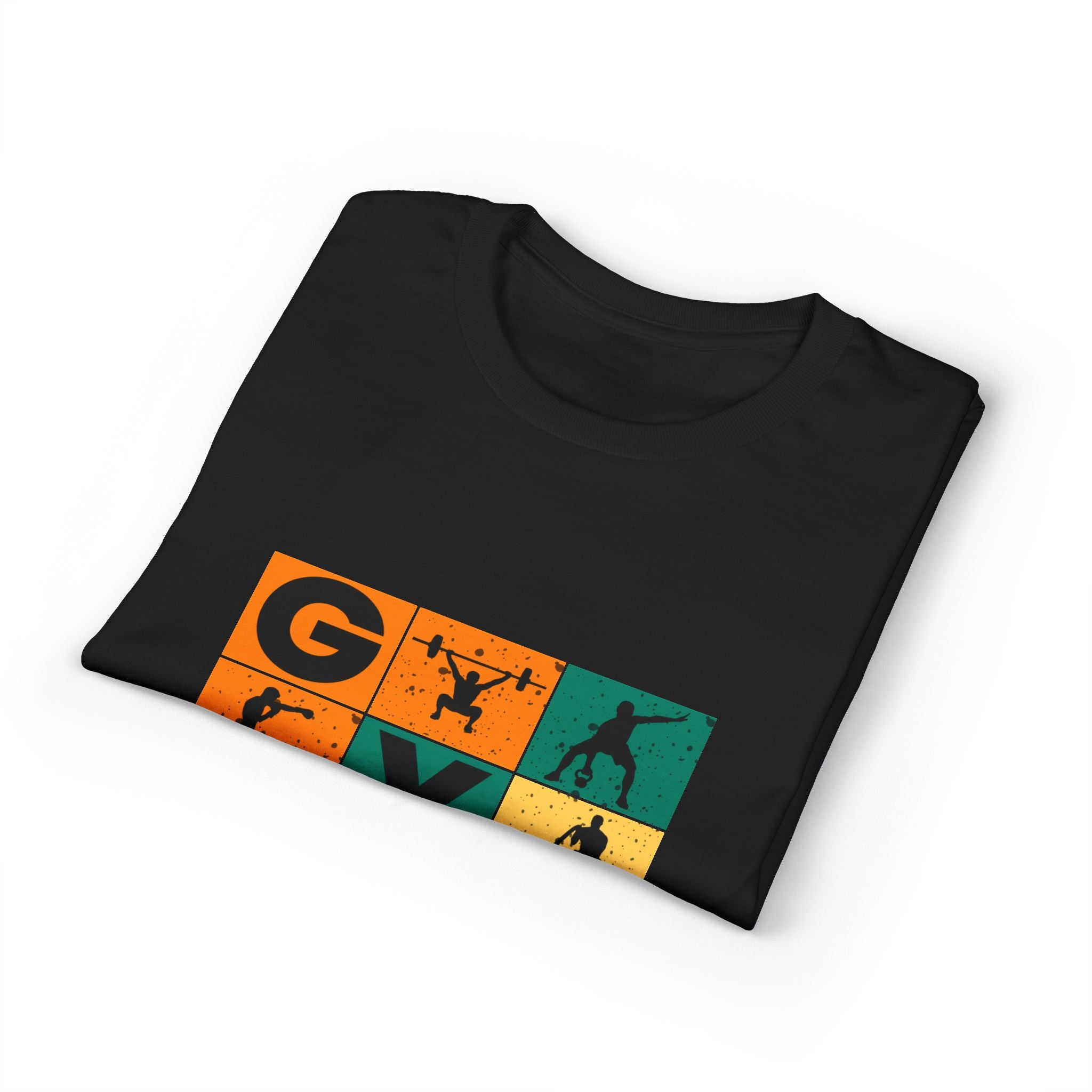 Gym Blocks Graphic T-Shirt — Retro Fitness Silhouette Tee